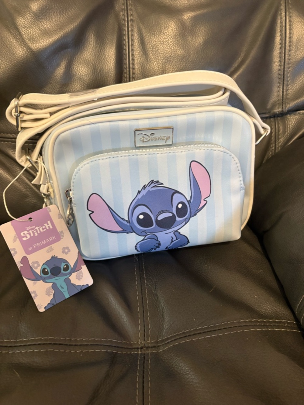 Primark Light Blue and Pink Disney Stitch Crossbody Bag